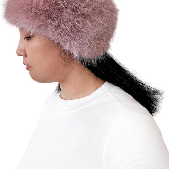 Women's Faux Fur Headband Winter Ear Warmer Plush Long Pile Cold Weather - Picture 4 of 4